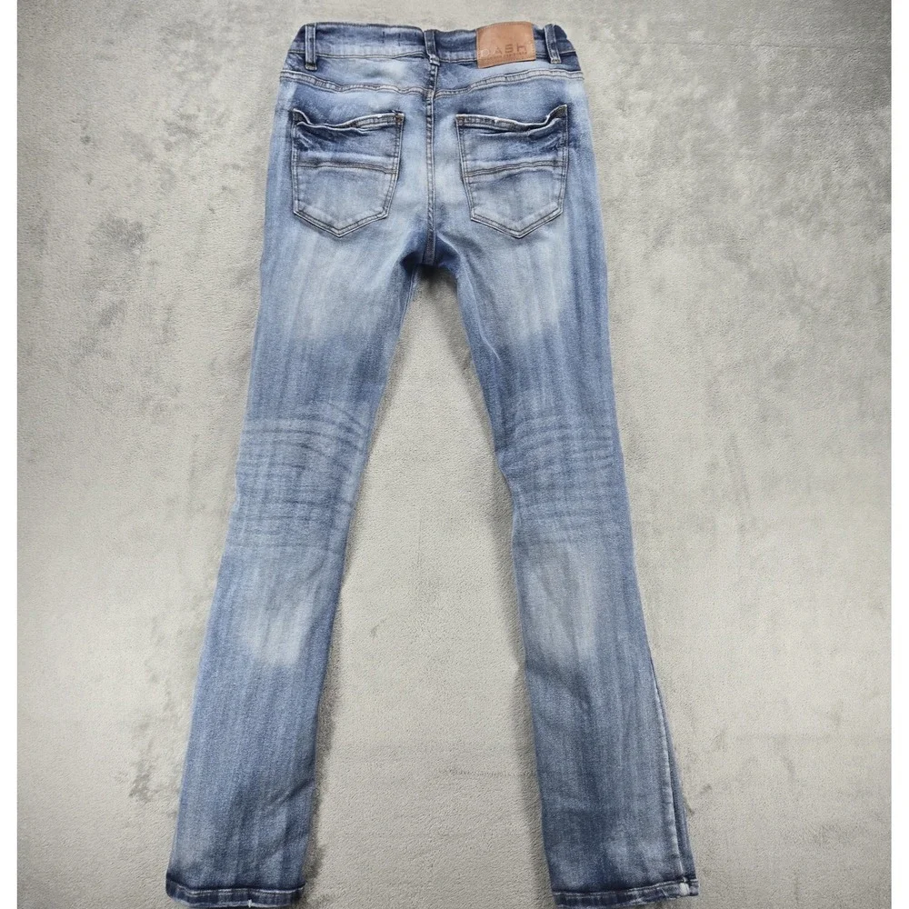 DASH‎ Distressed Jeans Men's Size 32/36 Stretch Boot Cut Blue Denim